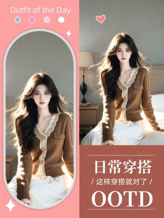 姐妹们看过来!这套日常穿搭太绝了~咖色蕾丝拼接针织开衫,温柔又精致,单穿叠穿都好看。搭配白色长裙,简约又高级,日常出街、约会都能hold住!穿上它,你就是温柔本身,这样的穿搭谁能不爱?赶紧安排起来~#毫不费力地打开初秋穿搭#森系少女感感穿搭#早秋基础款外套如何摆脱路人感#用琥珀流光风打开秋天#早秋韩系氛围感穿搭