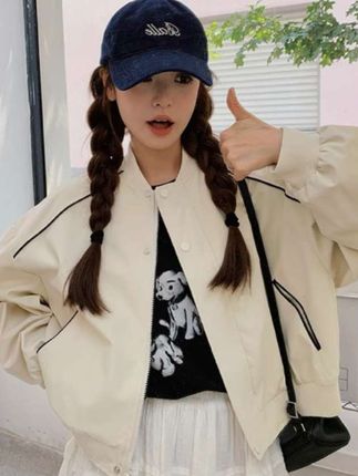 休闲棒球服外套女装品质秋季设计感时尚宽松百搭夹克女外套#棒球服 #学生党穿搭 #百搭外套 #夹克外套 #男女同款