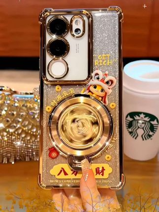 适用于【VIVOs17t】金色细闪 电镀防摔 旋转支架功能手机壳#爱了爱了 #vivos17t手机壳 #创意手机壳 #好物推荐🔥 #网红手机壳