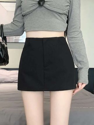 #时尚休闲百搭短裙 miu系辣妹风西装料短裙女秋季新款小个子高腰裤裙包臀半身裙 #高腰裤裙#包臀半身裙#辣妹西装短裙#短裙