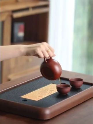 家用新款茶盘托盘仿乌金石沥水专用茶台茶具小型茶托办公室干泡台 #茶盘 #茶托盘 #干泡台 #茶生活 #在抖音入手的好东西