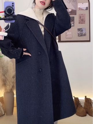 毛呢大衣帽子可以拆卸超好看#大衣穿搭 #毛呢大衣