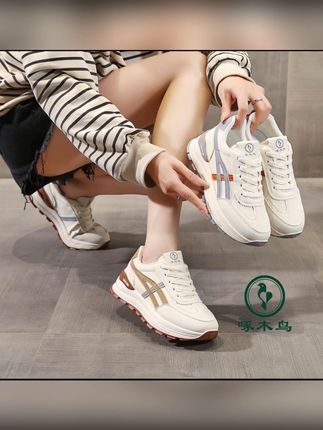 啄木鸟百搭厚底增高休运动鞋女2024春新款小众设计感小白鞋