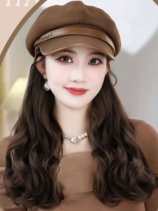 #英伦复古时尚八角帽 #梨花烫帽子假发 #减龄长直发#帽子控小姐姐 #假发帽子一体