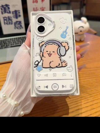 耳机音乐小狗播放器支架苹果彩银手机防摔壳华为oppo小米15vivo#手机壳#这个手机壳真的长在我心巴上
