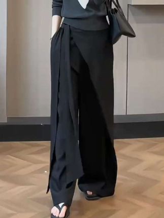 秋季新款高级感绑带宽松显瘦休闲西裤大码女装高腰百搭拖地阔腿裤 #简约大气 #引领时尚潮流 #休闲裤