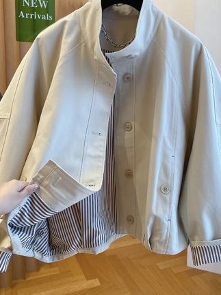 高级感韩系立领撞色工装外套女秋季新款风衣港风休闲流行冲锋衣#显瘦#百搭#休闲