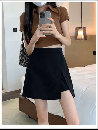 半身裙女春夏防走光短裙高腰百搭显瘦黑色a字裙大码时尚短裙裤#好物推荐🔥