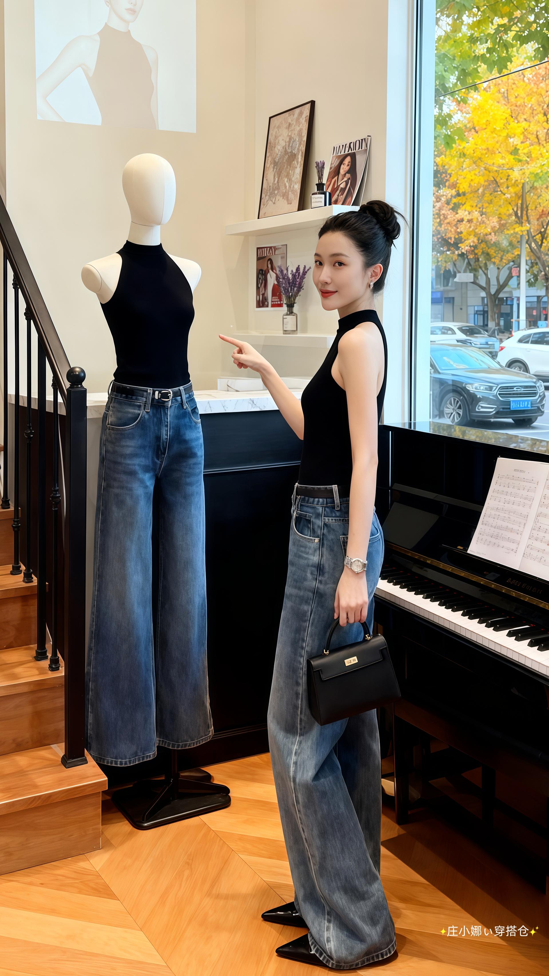 这套“极简高级感”穿搭组合,是秋日出街的吸睛王炸!黑色挂脖针织背心,剪裁利落又显肩颈线条,贴身不紧绷,把温柔与干练揉得恰到好处;高腰阔腿牛仔裤是“腿长作弊器”,做旧水洗蓝复古又时髦,宽松裤型藏肉还显气场,搭配腰带更能勾勒腰线。   不管是通勤时配件西装,还是休闲日单穿这套,都能轻松拿捏“毫不费力的时髦感”。现在入手,让你在秋日街道的落叶氛围感里,成为自带焦点的穿搭达人~   #穿搭  #挂脖背心  #阔腿牛仔裤  #小个子显高穿搭 #ootd每日穿搭@抖加🔥上热门🔥dou+🔥热点宝