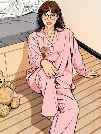 暖暖的睡衣,真的好舒服~#韩系穿搭 #睡衣家居服 #甜美风 #在家也要美美哒 #减龄穿搭