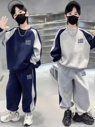 【2025春款】男童字母绣花中大童秋冬季休闲卫衣卫裤儿童两件套潮童 #高品质童装 #男童穿搭 #卫衣套装 #超便宜超划算 #面料柔软舒适