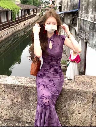 新中式国风改良旗袍连衣裙女夏季新款收腰显瘦复古气质长裙#新中式 #连衣裙 #收腰显瘦 #夏季穿搭 #谁穿谁好看