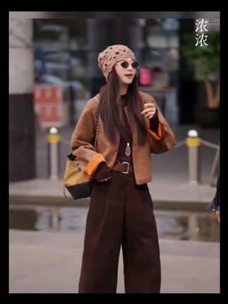 新款韩版休闲小香风外套高腰阔腿裤两件套#高级感穿搭 #简约穿搭 #穿出高级感 #高端大气 #穿搭分享