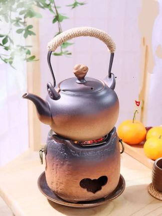 围炉煮茶复古炭炉#煮茶器#提梁烧水壶#老式酒精炉#室内户外陶壶#围炉煮茶炭炉套装 @巨量千川