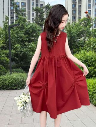 女童夏季时尚无袖连衣裙#女童连衣裙 #夏季穿搭 #小清新穿搭 #连衣裙穿搭
