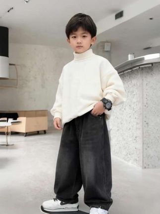 #宽松男童直筒牛仔裤#2025新款春秋中大童秋装#舒适百搭休闲直裤#男童时尚牛仔裤穿搭