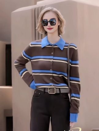 #上衣穿搭 #减龄气质 #时尚减龄穿搭 #针织衫 #条纹针织衫
