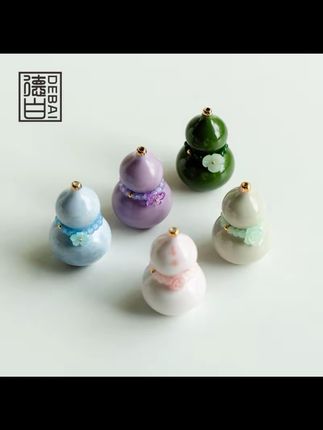 德白葫芦茶宠带提溜小摆件花插福禄盖置新中式茶道零配件桌面摆件#小葫芦摆件 #小葫芦 #茶宠 #线香插 #茶道零配件
