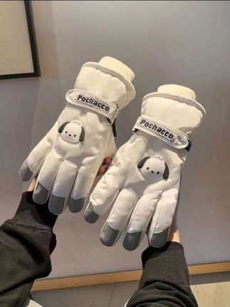 新款帕恰狗可爱滑雪手套女生秋冬季加绒加厚保暖骑车防风触屏全掌#手套#保暖手套#加绒加厚手套#好看又保暖