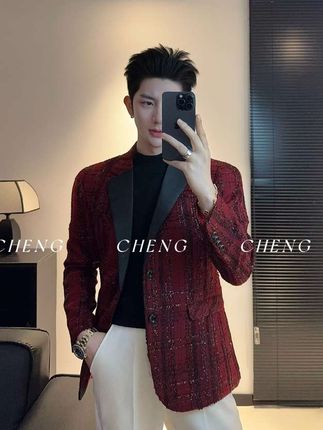 高级感男士痞帅西服秋季气质时尚潮流韩版西装外套#无限回购的宝藏单品