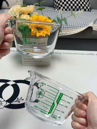 加厚刻度量杯 【2量杯+2滤网】微波炉加热玻璃烘焙量杯牛奶杯厨房家用玻璃蒸蛋碗#刻度量杯 #量杯 #玻璃刻度量杯 #厨房好物 #无铅