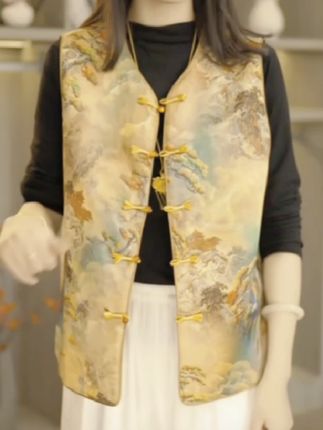 新中式国风马甲没关大方百搭新中式马甲