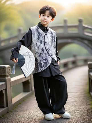 #高品质童装 #男童新中式套装 #国风少年 #男童秋装新款 #汉服男童
