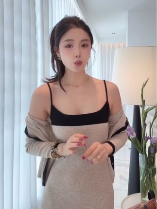 #dou上热门 LXX【波斯纶复古拼色套装】吊带裙+开衫撞色显瘦气质轻奢时尚法式#高级感穿搭 #ootd穿搭 #穿搭 #优雅气质