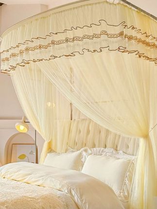 落地式宫廷蚊帐u型伸缩 家用卧室2025新款高级免安装支架加粗加厚#蚊帐#免安装蚊帐#加厚加粗#床上用品#防蚊