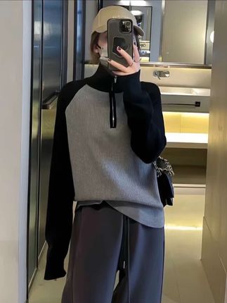 胖mm女大码洋气显瘦秋冬时尚拉链中领高弹力百搭宽松毛衣长袖针织衫 微胖mm必穿#针织衫 #百搭显瘦 #谁穿谁好看 #不挑年龄不挑身材 #秋款穿搭