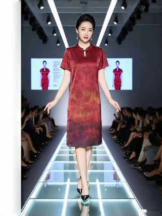 #高级感穿搭 #这才是国风妈妈装该有的样子!改良旗袍裙,真丝提花面料,显贵又高级 。日常、宴会都能穿,气质拿捏死死的,戳购物车下单~@抖加🔥上热门🔥dou+🔥热点宝