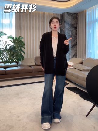 老杨的私服ME【雪绒开衫】天丝混纺云柔感高知老钱时尚百搭一手长外套MESA1801#今日穿搭 #显高显瘦 #穿出高级感 #高级感穿搭 #ootd穿搭