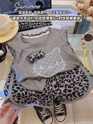 【A类女童二件套】儿童莫代尔飞袖蝴蝶结短袖夏季卡通热裤套装#女童套装 #甜美穿搭 #可爱女儿穿搭 #萌娃必备#萌娃穿搭