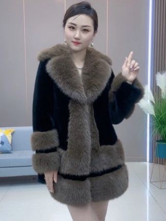 D【MZ严选】海宁网红冬季轻奢中长款时尚气质宽松女款外套99875#外套穿搭 #穿搭皮草皮草 #保暖穿搭 #气质范 #时尚皮草搭配