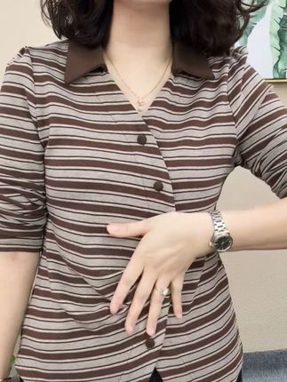 2025秋季新款气质条纹洋气休闲百搭显瘦长袖打底女装上衣#条纹上衣 #气质上衣 #洋气上衣 #显瘦上衣 #长袖上衣