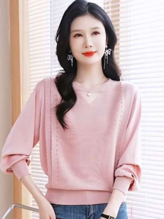 春秋别致漂亮上衣气质显瘦针织衫2025新款妈妈秋季打底衫薄款宽松