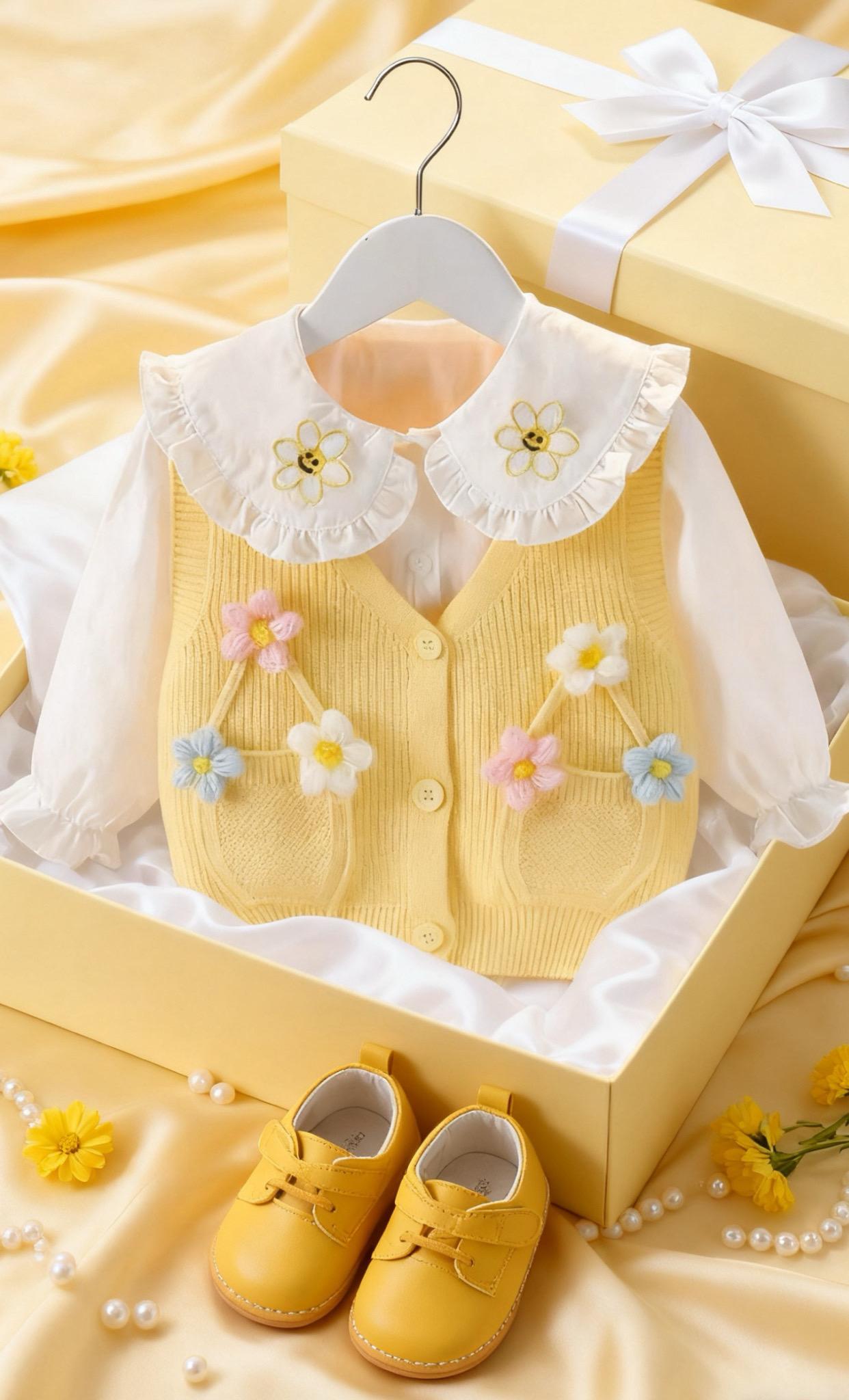 🌸韩系萌娃穿搭来啦~ 女宝春秋毛衣套装,软乎乎好治愈,两件套超洋气,是春天的可爱模样呀~#母婴好物 #高品质童装 #婴幼儿服饰