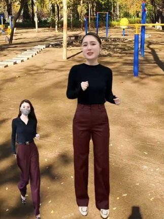 #时尚休闲女装 时尚窄版直筒裤女安哥拉红藏青蓝显瘦秋季新款高腰遮肉衣库子#休闲穿搭