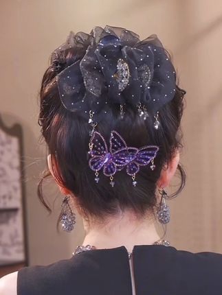 新品【国风裙摆】超仙扇子流苏大抓夹蓬松高颅顶显发量鲨鱼夹发夹@抖音小助手