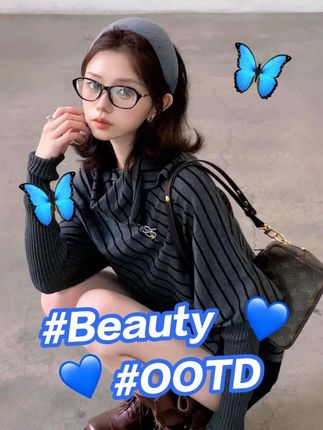 松弛感穿搭女早秋2025新款慵懒风复古条纹蝙蝠袖宽松高领针织上衣#早秋穿搭 #秋季新款 #秋季穿搭 #美式辣妹