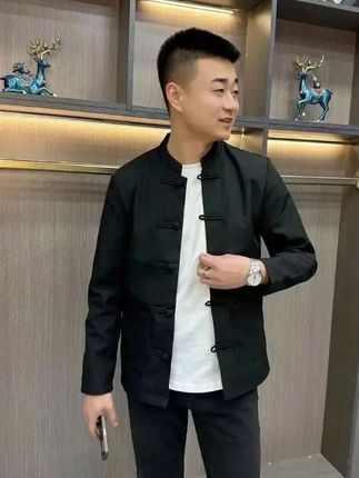 中国风唐装夹克#男士穿搭 #休闲上衣 #立领外套 #男士外套