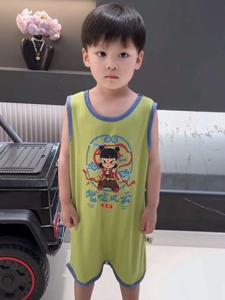 天一热儿子睡觉基本不爱盖被子,给他入手了#连体睡袋 软软的弹力又大,冰凉滑溜不怕闷汗,踢被子也不怕晾肚子#母婴好物#宝宝睡袋#儿童莫代尔睡衣#高品质童装