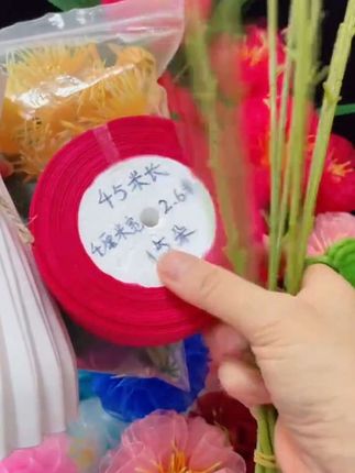 【买2单送剪刀】4cm雪纱如意牡丹花材料包手工diy送礼节庆#手工diy #材料包 #雪纱带 #牡丹花材料包 #手工牡丹花