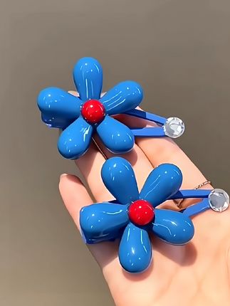 #时尚饰品 #蓝色花朵水钻发夹#花朵发夹#甜美发夹#美出高级感