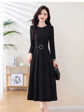 秋季2025新款连衣裙女,轻奢气质通勤收腰显瘦礼服长裙子#礼服长裙 #气质时尚连衣裙 #婚礼时尚 #婚礼穿搭