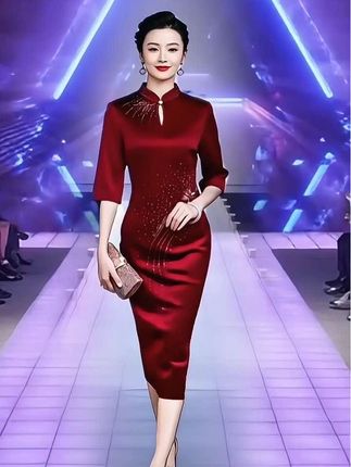 进口三醋酸改良旗袍喜妈妈婆婆婚宴礼服裙敬酒服 #喜婆婆喜妈妈 #婚宴礼服 #高端大气上档次 #喜婆婆喜妈妈婚宴装 #高级感穿搭