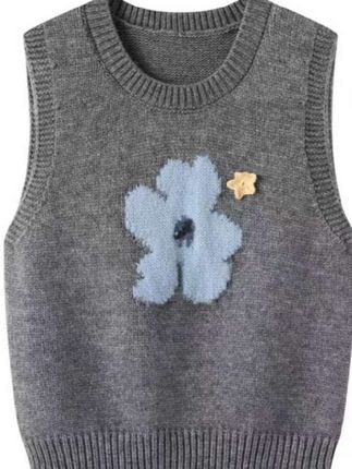 早秋小清新文艺感雏菊花朵提花刺绣无袖马甲叠穿百搭显瘦舒适毛衣#每日分享 #强烈推荐 #百搭上衣 #搭配日常 #好看的衣服