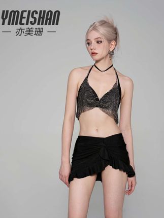 亦美珊【素黑】女士比基尼性感夏季遮肉显瘦连体款度假玩水三亚泳装#辣妹穿搭 #时尚拍摄 #美背穿搭 @抖音小助手