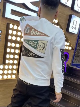 网红潮牌卫衣男2023秋冬季青年帅气圆领长袖潮流痞帅加绒印花上衣#卫衣控#卫衣#卫衣穿搭