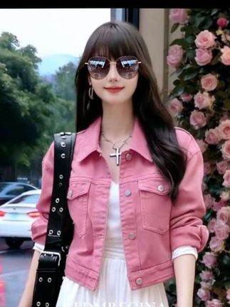牛仔春秋外套女全棉小个子时尚休闲韩版美拉德宽松春季外套女#时尚休闲穿搭 #时装穿搭 #时装搭配 #牛仔外套